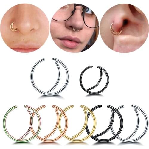 1PC Surgical Steel Moon Nose Ring Hoop Nostril Rings 20G Body Piercing Jewelry Tragus Stud Cartilage Helix Earrings Body Jewelry