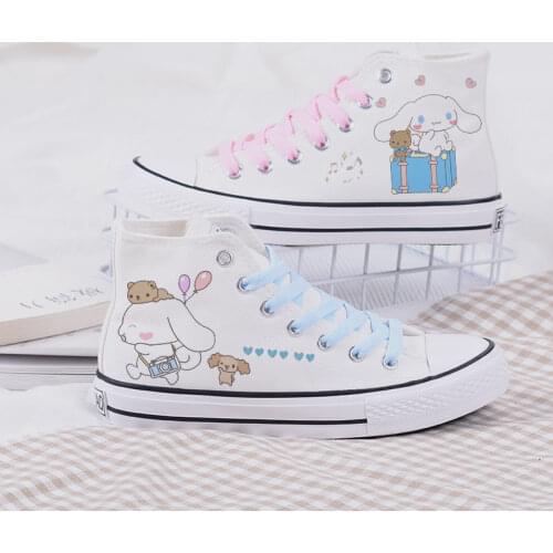 Lovers Men Women Cute Laurel Dog High Top Canvas Shoes Japanese Man Harajuku Style Woman Student Casual Sneaker Graffiti Flats