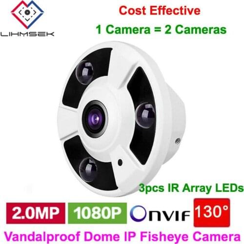Lihmsek Fisheye IP Camera 1080P 2MP Panorama POE IP Camera Wide Angle 130 Degree Indoor Dome IP CAM onvif p2p Night Vision