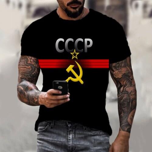 Mens T-shirt 2021 Summer New Cccp Russia Short-sleeved 3d Printing Soviet Moscow O-neck Shirt Fashion Sports Running Apparel