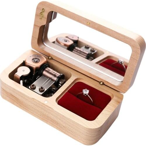 Handmade Jewelry Music Box Wooden Custom Lettering Girl 2021 New Year Christmas Holiday Birthday Gift