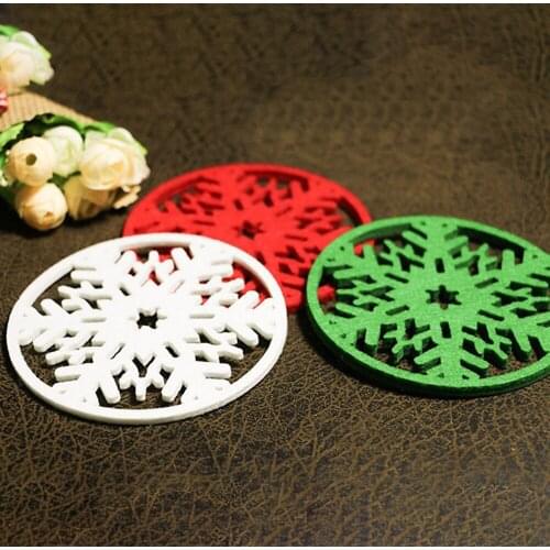 Christmas Snowflake Cup Pad Heat Insulation Drinkware Mat For Christmas Decroation Non-Woven Fabric Three Colors Random Delivery