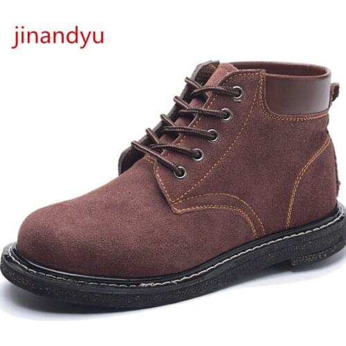Working Shoes Man Safety Steel Toe Shoes Breathable Sneakers Anti Puncture Anti Scald Suede Boots High Top Comfy Safty Shoes Man