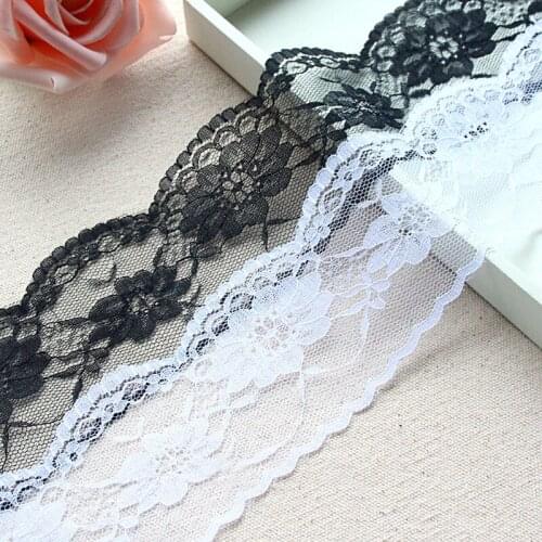Width 6cm 10yards White/Black Embroidered Net Mesh Lace trim roll decoration lace ribbon for gift packing
