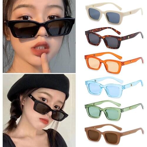 Summer Men Women Rectangle Sunglasses Retro Driving Glasses 90s Fashion Narrow Square Frame UV400 Protection Outdoor Eyeglasses