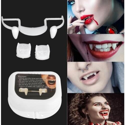 Halloween Decoration Vampire Teeth Fangs Bloody Retractable Teeth Blood Garland Banner Horror Vampire Party Event DIY Decor A