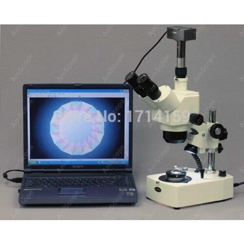 Jewelry Gem-AmScope Supplies 5X-80X Darkfield Jewelry Gem Microscope + 3MP Camera