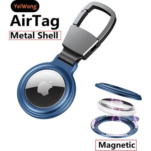 YelWong AirTag Metal Protector Cover Case Metal Magnetic Shockproof Durable Anti Scratch Fall Drop Protect Shell For AirTag