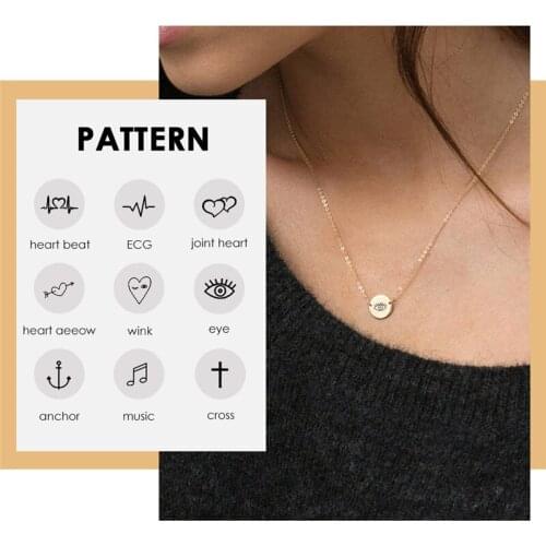 Visunion Engraving Cross Eye Key Pattern Necklace Minimlist Design Personality Style Elegent for Women Girls Birthday Party Gift