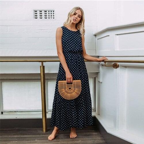 2021 Summer Women Party Dresses Fashion Polka Dot Split Boho Dress Women Clothing Casual Beach Vacation Long Dresses Robe Femme