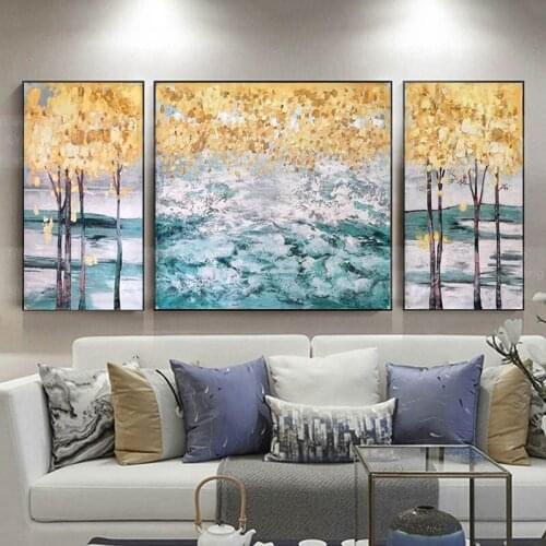 Handmade Gold Tree Abstract Painting On Canvas Gold Leaf For Living Room Home Wall Art Decoration Salon Painted