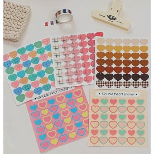1 Sheet Loving Heart Grid Cute Stickers Decorative Scrapbooking Diy Bullet Journal Album Stick Label Stationery School Supplies