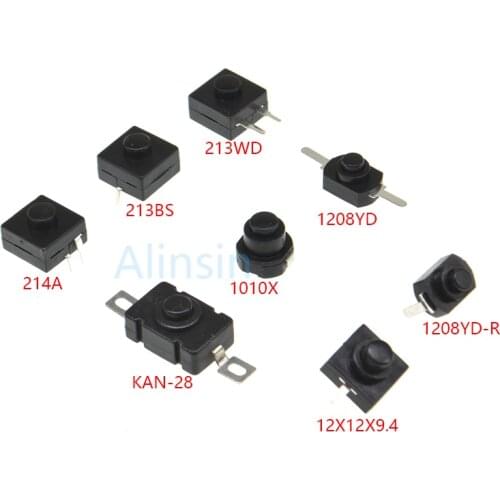 10PCS KAN-28 Flashlight Switch BLACK Push Button Switch self locking ON-OFF