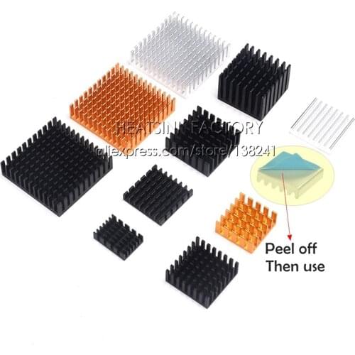 100pcs Various Size And Color Aluminum Heatsink Radiator Cooler Heat Sink For CPU IC Chips With Thermal Conductive Pad