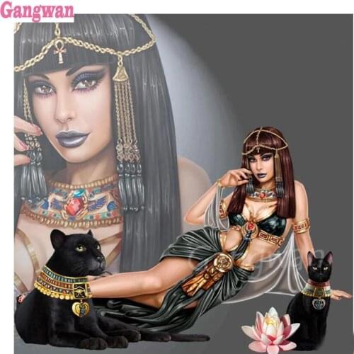 Egypt Beauty Women 3D Diamond Embroidery Portrait Cross Stitch Full Square Drill Diy Diamond Painting Black panther Needlework