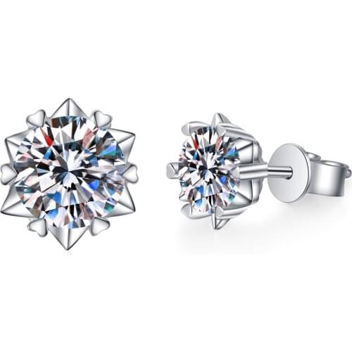 ANZIW 925 Sterling Silver Moissanite Diamond Six-pointed star Stud Earrings Heart Shaped Stud Earrings For Women Wedding Jewery