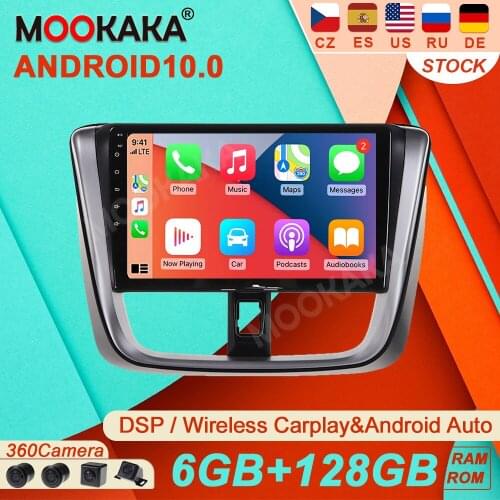 6+128G Android10DSP For Toyota Vios Yaris 2014-2017Car Radio Multimedia Video Player NavigationGPS Accessories Auto 2 Din NO DVD