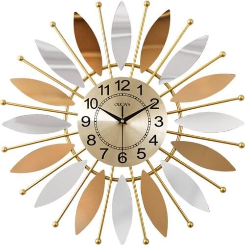 Large Nordic Wall Clock Modern Design Creative Golden Metal Luxury Clock Living Room Reloj De Pared Moderno Home Decor DL60WC
