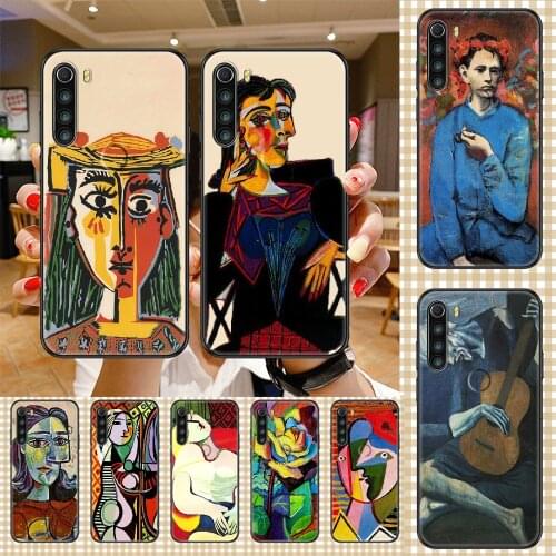 Abstract Art Painting Picasso Phone case For Xiaomi Redmi Note 7 7A 8 8T 9 9A 9S 10 K30 Pro Ultra black silicone bumper art back
