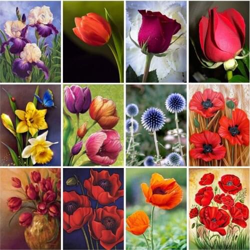 DIY Poppy Flower 5D Diamond Painting Full Square/Round Drill Diamond Embroidery Cross Stitch Mosaic Sale Wall Art Home Decor