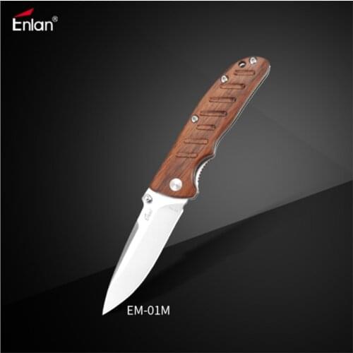 EM-01M Small EDC Folding Knife 8Cr13MoV Blade Wood Handle Camping survival Top Military Pocket EDC Tool Knife