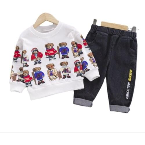 Kids Baby Girl Boys Causal Clothing Set Letter Long Sleeve Autumn Spring Childrens Sports Suit 2 3 4 Years Coat Pants Clothes