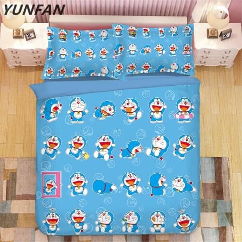 3D doraemon Bedding sets twin full queen king Quilt Cover Pillow Case 3pcs cartoon bedclothes single double duvet cover sets