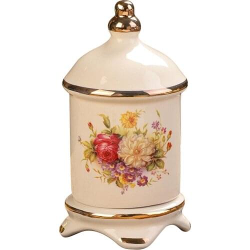 Toothpick Box Ceramics Swab Storage Tank Living Room Desktop Home Furnishing Flower Birthday Presents Wedding Gift Free Shipping