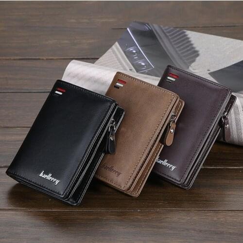 Mens Wallet Clutch Bag Rfid Card Id Protection With Zipper Coin Purse Soft Pu Leather Card Holder High Quality Short Wallet