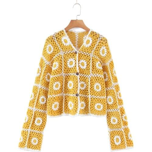 JC·KILIG Summer 2021 Bossi Close-Breast Hollowed-Out Hand-Crocheted Ethnic Style Coat L9617