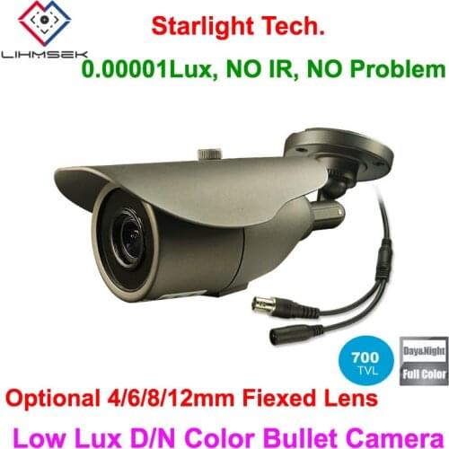 Lihmsek Fixed Lens 700TVL Sony CCD Outdoor Low Lux Day Night Color Image Bullet Camera Starlight Low Light Waterproof Camera