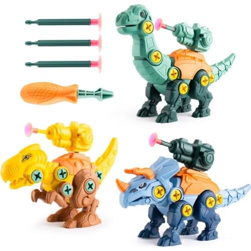 2021Three Childrens Dinosaurs Cool Boy Toy Set Educational Designer Montessori Model Assembly Drill Childrens Educational Toys