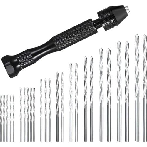 Hand Drill Set Precision Pin Vise With 25 Pieces Mini Twist Drill Bits For Model,Diy,Jewelry Making,Multipurpose Rotary Tool Dri