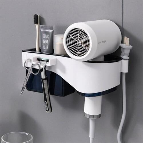 Wall-mounted Hair Dryer Holder Storage Organizer For Hairdryer Shelf Bathroom Storage Box Hair Dryer Rack Home Wall Shelf
