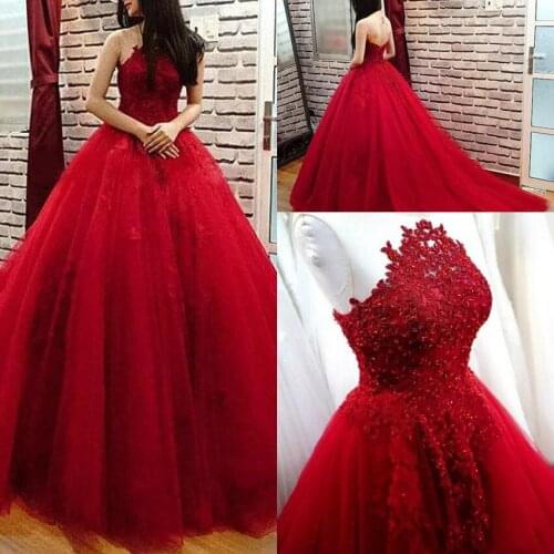 2021 new beaded church wedding dress big red party dinner dress