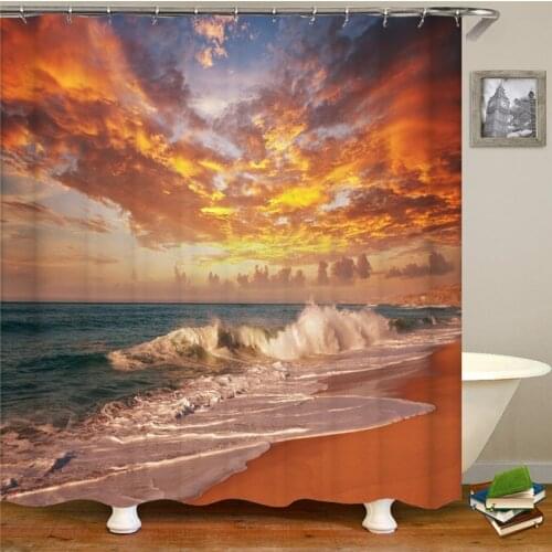 Autumnal Beauty With Falling Leaves And Sunset AShower Curtains Waterproof Polyester Fabric Bathroom Curtains For Home Decor