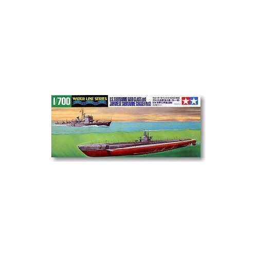 TAMIYA 1/700 scale model 31903 U.S. Navy small shark class submarines VS Japanese Navy submarine chaser number 13