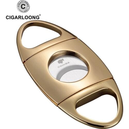 COHIBA Cigar cutter metal stainless steel cigar scissors portable double edge CC-114