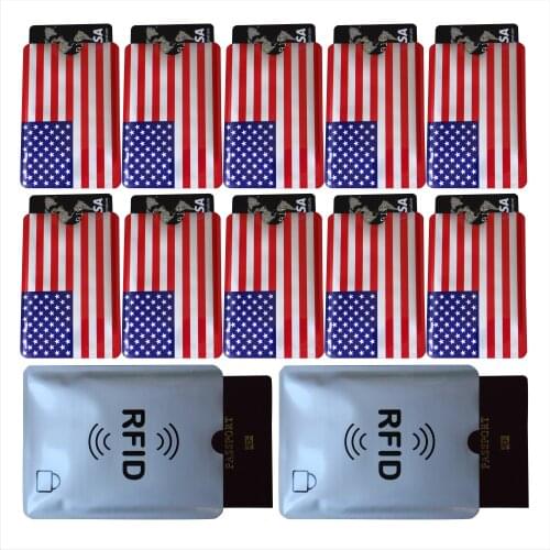 12 pcs Anti-Scan Card Holder The Union Jack American Flag RFID Card Protector Passport Holder , OEM welcome