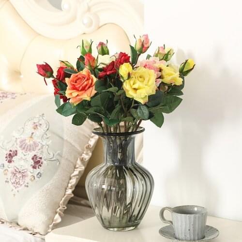 Rose pink silk peony fake flower bouquet family wedding decoration indoor cheap fake flower confession gift