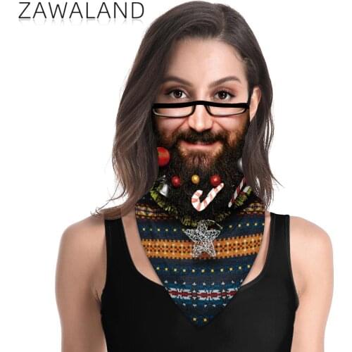 Zawaland Santa Claus Face Print Neck Scarves Outdoor Christmas Party Unisex Triangular Scarf Fashion Breathable Reusable Bandana