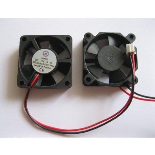 2 pcs Brushless DC Cooling 5 Blade Fan 3510S 12V 35x35x10mm Black