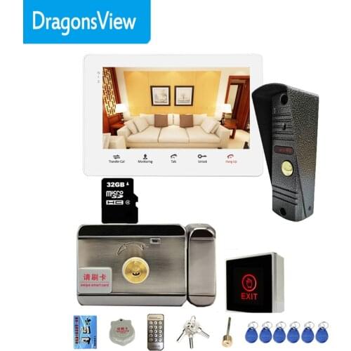 Dragonsview 7 Inch Video Intercom Video Door Phone Doorbell Intercom Recording Function 16GB SD Card Motion Alarm 1200TVL Unlock