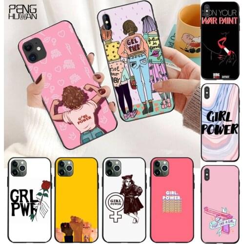 YJZFDYRM Hot Feminist Girl Power Women DIY phone Case cover Shell for iPhone 11 pro XS MAX 8 7 6 6S Plus X 5S SE 2020 XR case