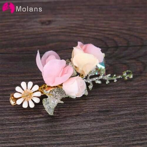 MOLANS 2020 New Style Immortal Flower Hairpins for Bridal Wedding Accessories Stimulation Sunflower Leaf Gold Alloy Hair Clips