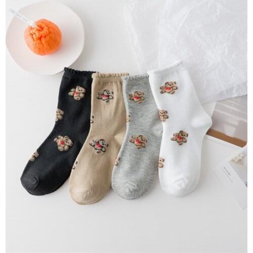 Women Lovely Cartoon Animal Patterned Socks Cute Original Casual Cotton Socks For Female College Style Joker Comfortable Sox