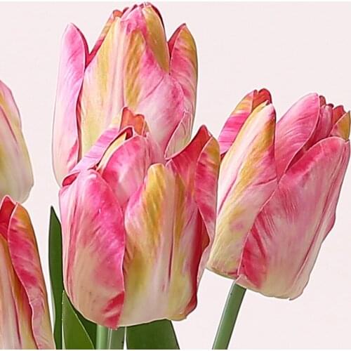 5 Pcs Single Branch PU Tulip Feeling Touch Artificial Flower Decoration Wedding Home Table Vase Fake Flower Tulip