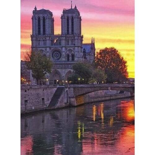 5D Diamond Painting Bell tower scenery Full Square Round Drill Diamond Mosaic Cross Stitch House scene Needlework DIY Home Decor