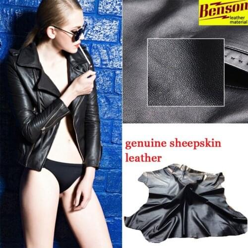 Whole piece black Genuine soft sheep skin for garment leather material
