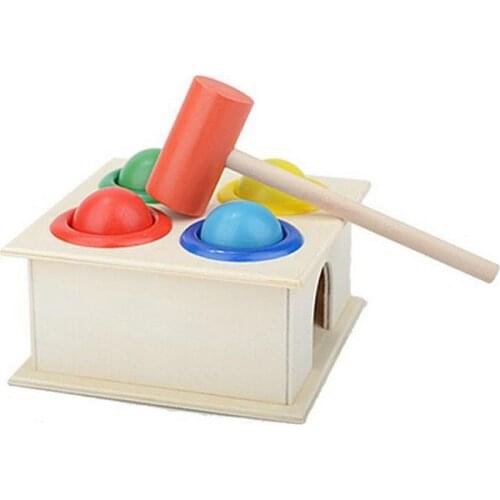 Montessori Wooden Hammering Ball Game Knocks Toys For Children Early Learning Hammer Game Kids Educational Baby Pounding Toy